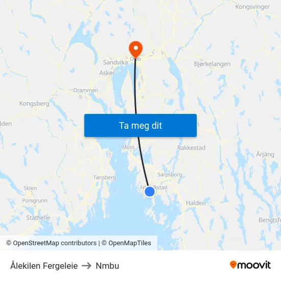Ålekilen Fergeleie to Nmbu map