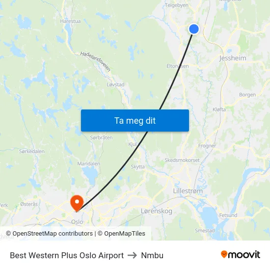 Best Western Plus Oslo Airport to Nmbu map