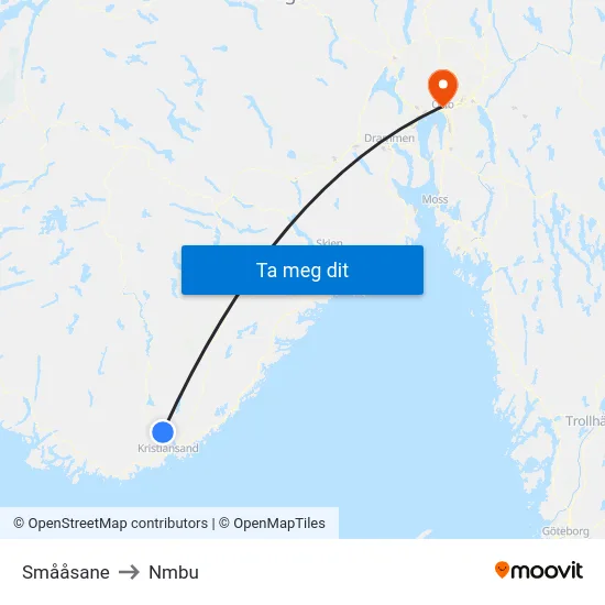 Smååsane to Nmbu map