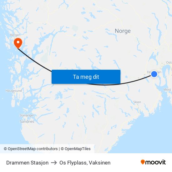 Drammen Stasjon to Os Flyplass, Vaksinen map