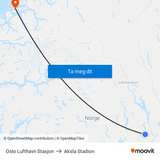 Oslo Lufthavn Stasjon to Aksla Stadion map