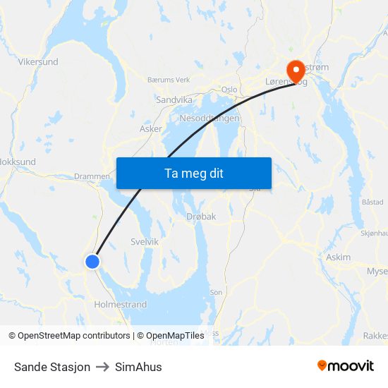 Sande Stasjon to SimAhus map