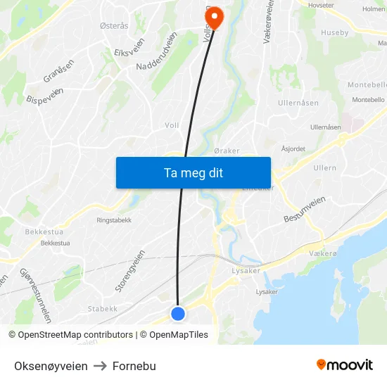 Oksenøyveien to Fornebu map