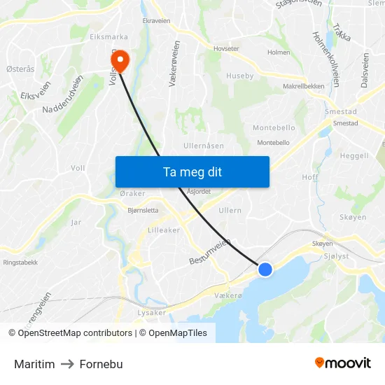 Maritim to Fornebu map