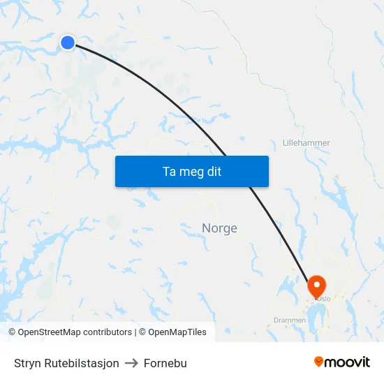 Stryn Rutebilstasjon to Fornebu map