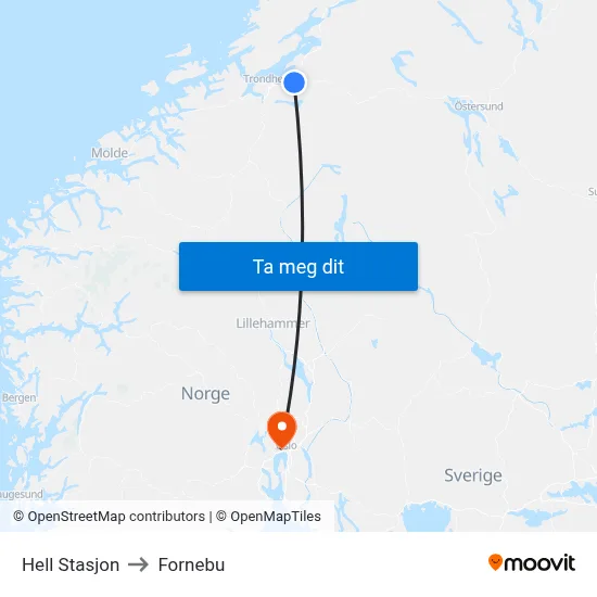 Hell Stasjon to Fornebu map
