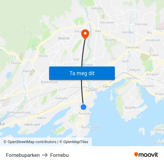 Fornebuparken to Fornebu map