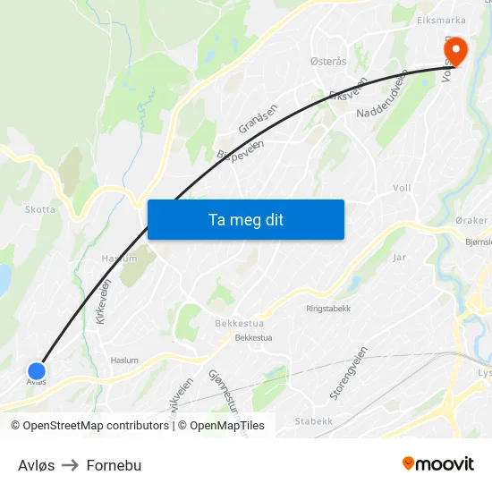 Avløs to Fornebu map