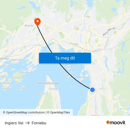 Ingiers Vei to Fornebu map