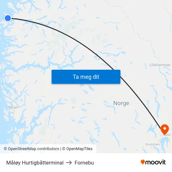 Måløy Hurtigbåtterminal to Fornebu map
