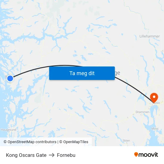 Kong Oscars Gate to Fornebu map