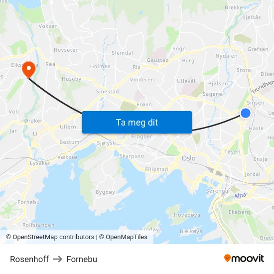 Rosenhoff to Fornebu map