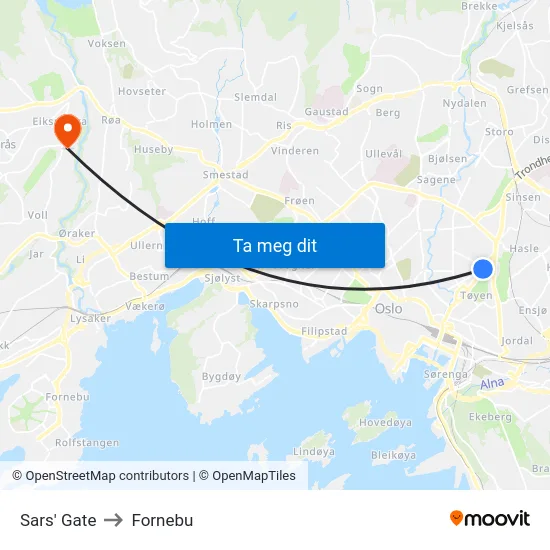 Sars' Gate to Fornebu map