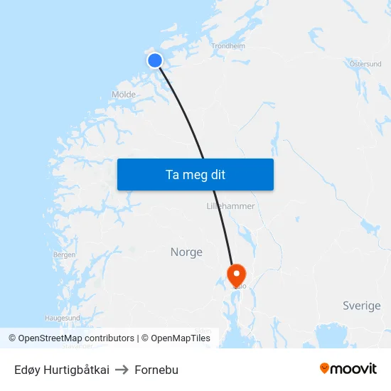 Edøy Hurtigbåtkai to Fornebu map