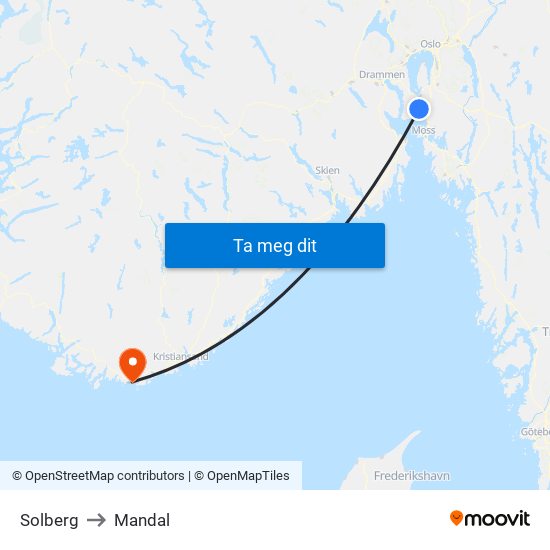 Solberg to Mandal map