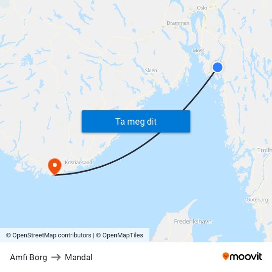 Amfi Borg to Mandal map