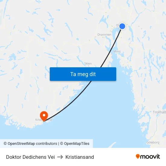 Doktor Dedichens Vei to Kristiansand map