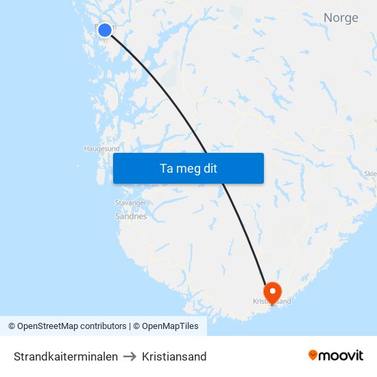 Strandkaiterminalen to Kristiansand map