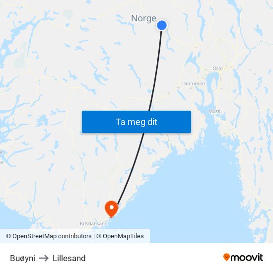 Buøyni to Lillesand map