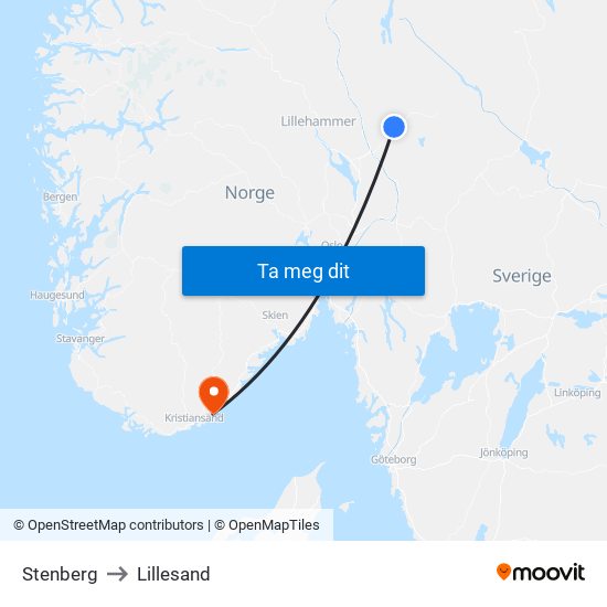 Stenberg to Lillesand map