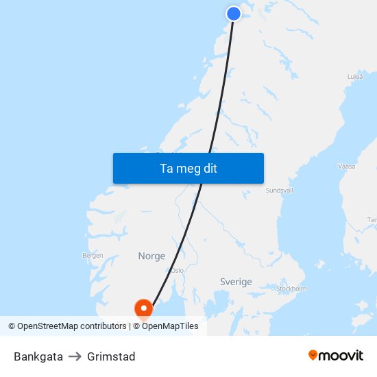 Bankgata to Grimstad map