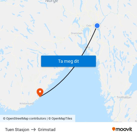 Tuen Stasjon to Grimstad map