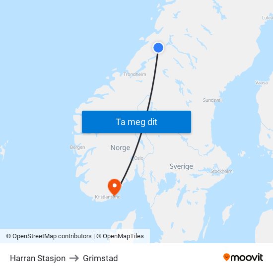 Harran Stasjon to Grimstad map
