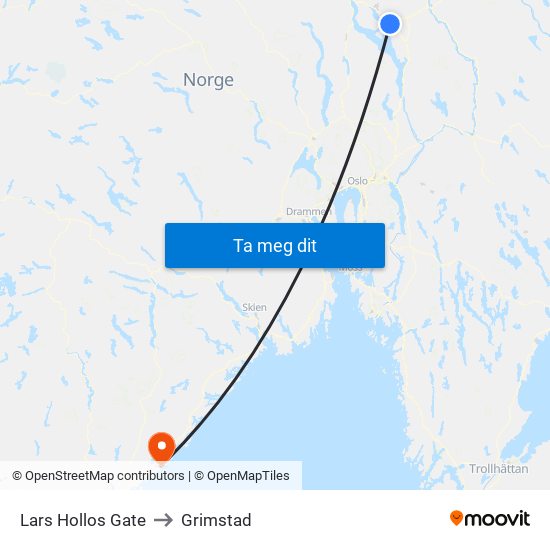 Lars Hollos Gate to Grimstad map