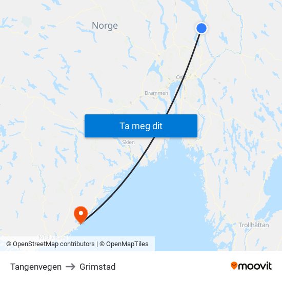 Tangenvegen to Grimstad map