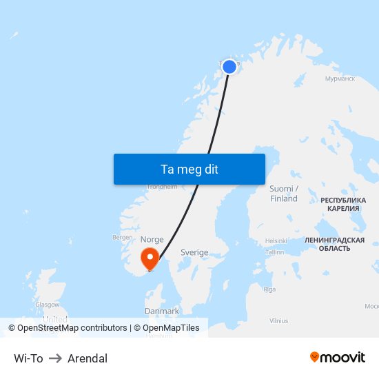 Wi-To to Arendal map