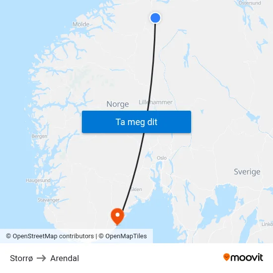 Storrø to Arendal map