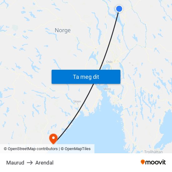 Maurud to Arendal map
