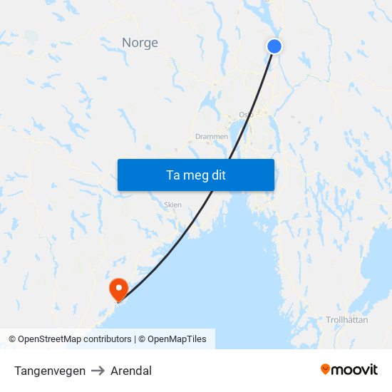 Tangenvegen to Arendal map