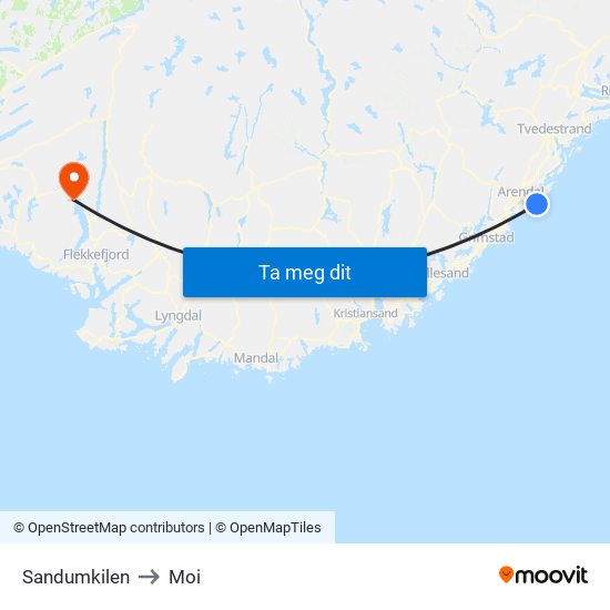 Sandumkilen to Moi map