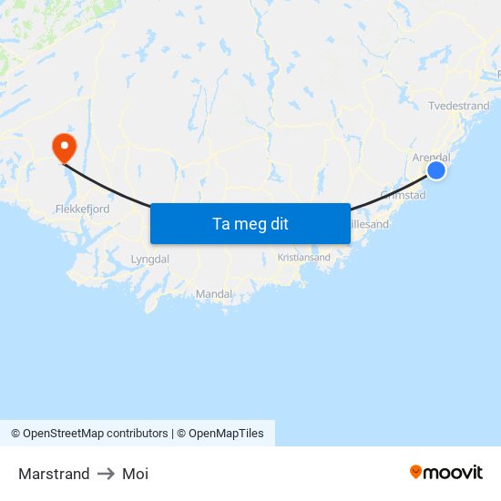 Marstrand to Moi map