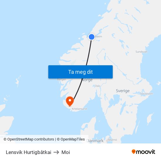 Lensvik Hurtigbåtkai to Moi map