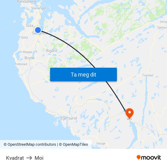 Kvadrat to Moi map