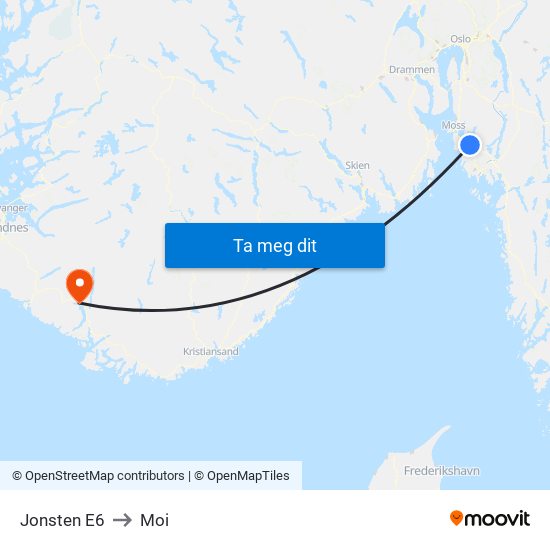 Jonsten E6 to Moi map