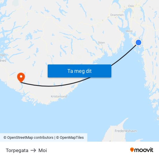 Torpegata to Moi map