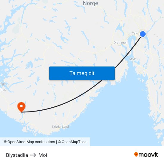 Blystadlia to Moi map