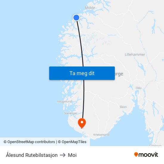 Ålesund Rutebilstasjon to Moi map