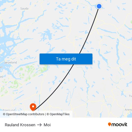 Rauland Krossen to Moi map