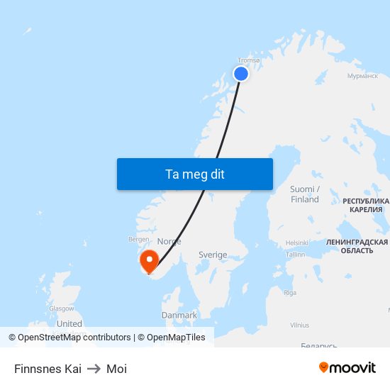 Finnsnes Kai to Moi map