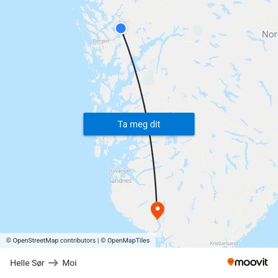 Helle Sør to Moi map