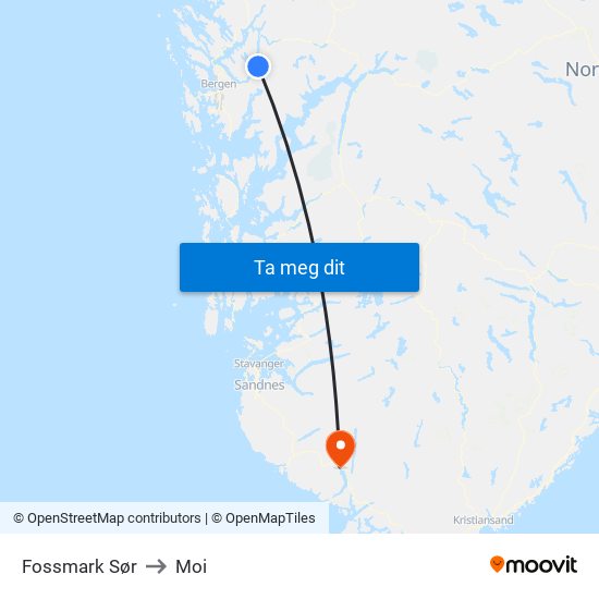 Fossmark Sør to Moi map