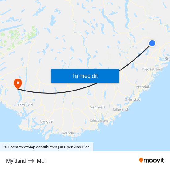 Mykland to Moi map