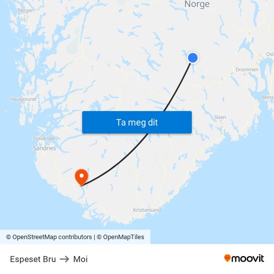 Espeset Bru to Moi map