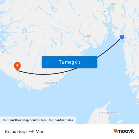 Brandstorp to Moi map