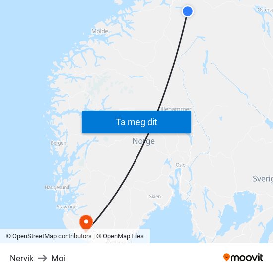 Nervik to Moi map