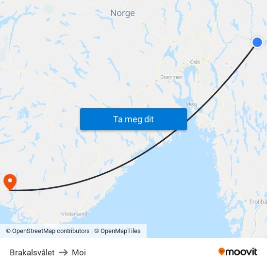 Brakalsvålet to Moi map